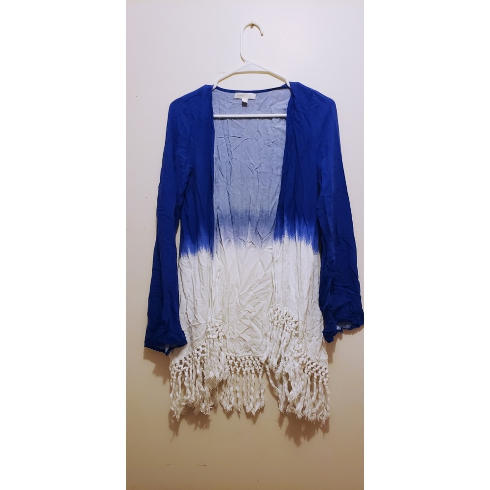 Blue and White Ombre Boho Cardigan
